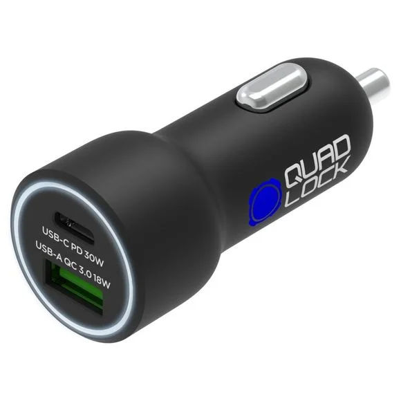 Adaptateur allume cigare Quad Lock DOUBLE USB – Noir Ref : QDL0198 / 1122431