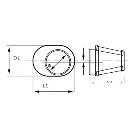 AIR FILTER OFF-AXIS CENTRAL DEPLOYMENT UNIVERSAL OUTLET D:60 L:50 L2:67