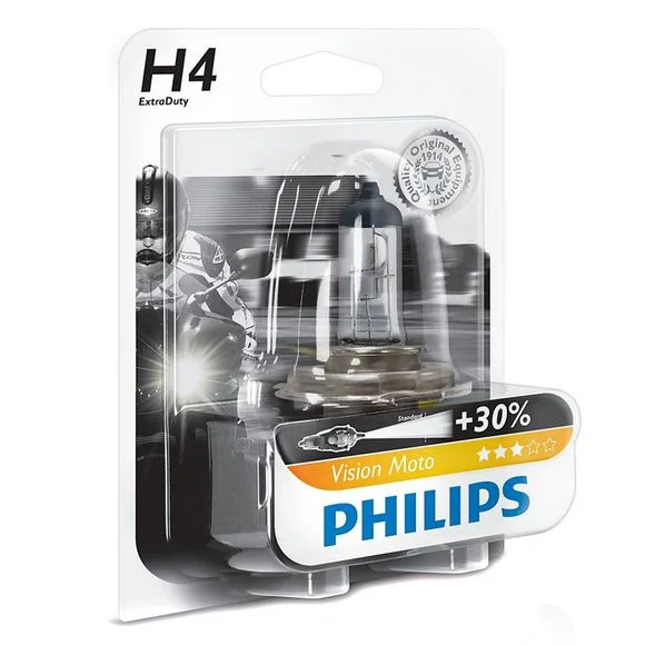 Ampoule Philips VISION MOTO H4 12V 60/55W P43T-38 Universel Ref : 20123422