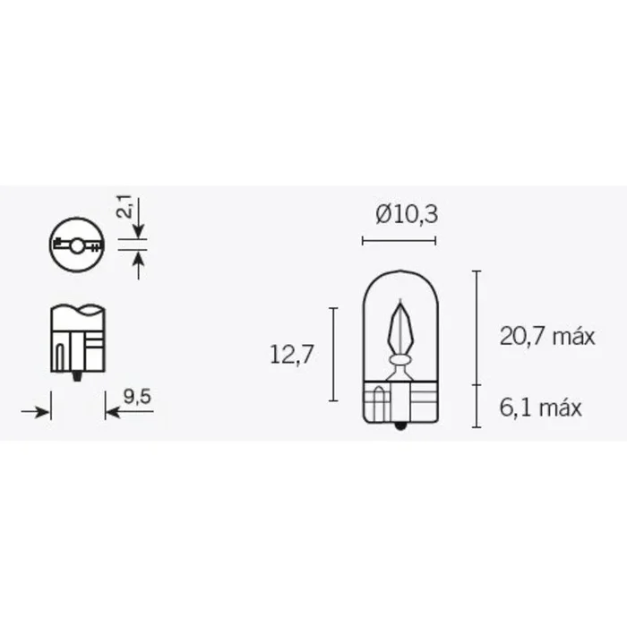 Ampoule TECNIUM T10 12V 3W – x10