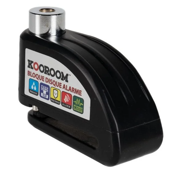 Antivol KOOROOM BLOQUE DISQUE ALUMINIUM AVEC ALARME Universel – Noir Ref : KOR0139 / KOR0139C123