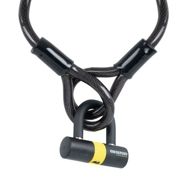 Antivol Oxford câble avec bloque disque LK221 Loop Lock15 Cable (15 mm x 2.0 m) Universel – Noir Ref : OD0016 / LK221