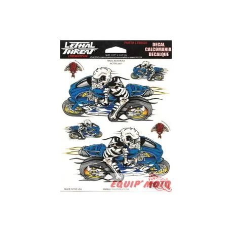 AUTOCOLLANT LETHAL THREAT SQUELETTE MOTO