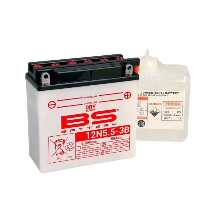 Batterie BS BATTERY conventionnelle avec pack acide – 12N5.5-3B