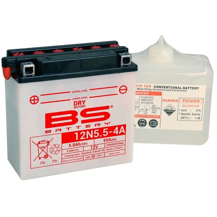 Batterie BS BATTERY conventionnelle avec pack acide – 12N5.5-4A