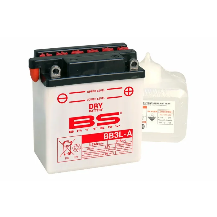 Batterie BS BATTERY Haute-performance avec pack acide – BB3L-A