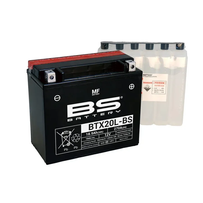 Batterie BS BATTERY sans entretien avec pack acide – BTX20L