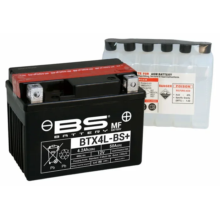 Batterie BS BATTERY sans entretien avec pack acide – BTX4L