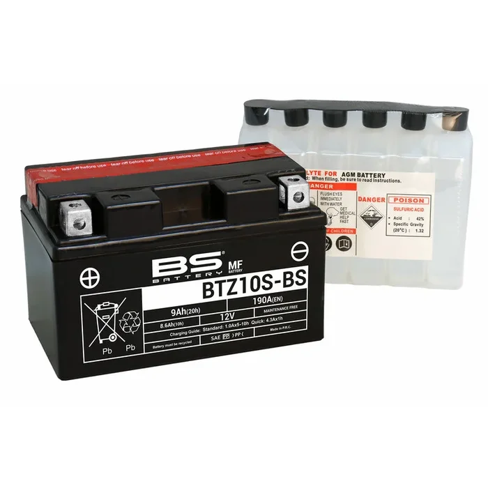 Batterie BS BATTERY sans entretien avec pack acide – BTZ10S-BS