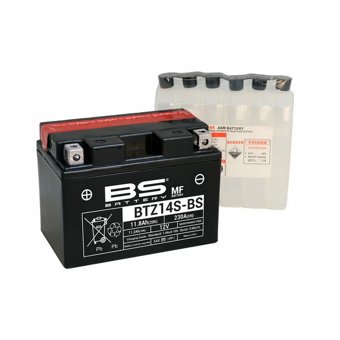 Batterie BS BATTERY sans entretien avec pack acide – BTZ14S-BS