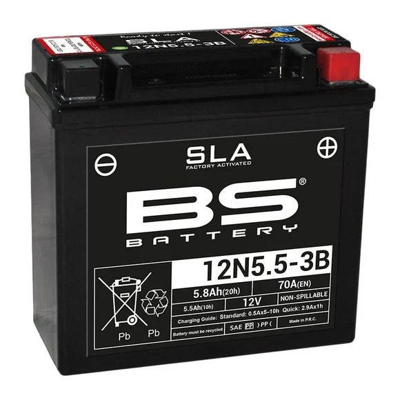 Batterie BS Battery SLA 12N5.5-3B ferme Type Acide Sans entretien/prête à l’emploi Ref : 12N5.5-3BSLA / 1080691