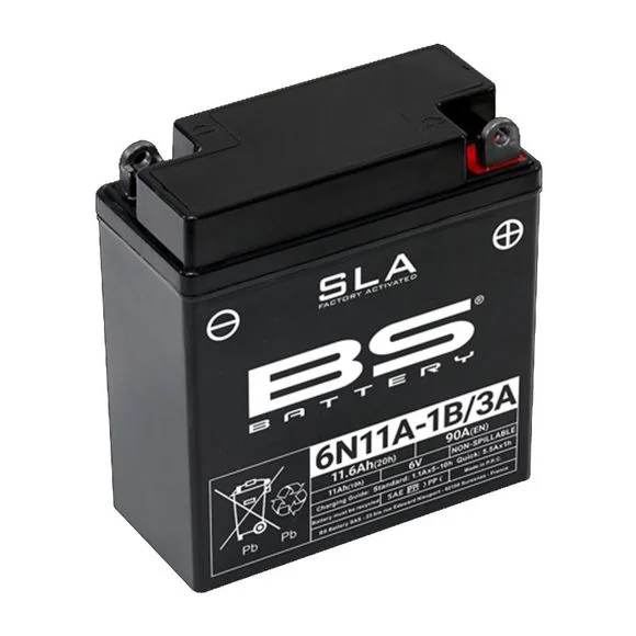 Batterie BS Battery SLA 6N11A-1B/3A ferme Type Acide Sans entretien/prête à l’emploi Ref : 1114578