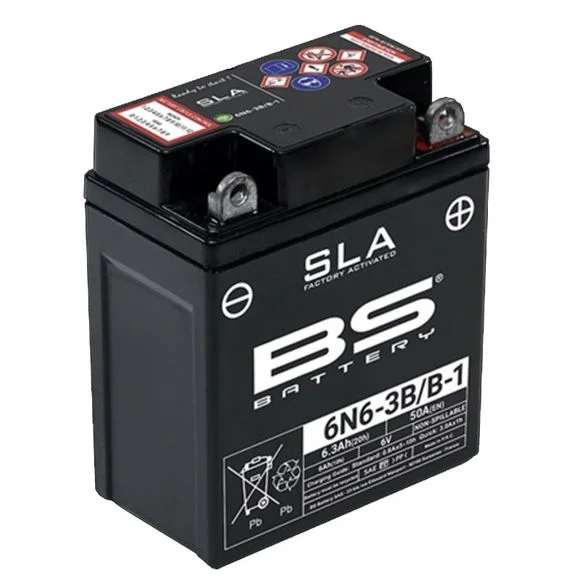 Batterie BS Battery SLA 6N6-3B/B-1 ferme Type Acide Sans entretien/prête à l’emploi Ref : 1114580