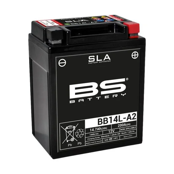 Batterie BS Battery SLA YB14L-A2/BTX14AHL /BB14L-A2-B2 ferme Type Acide Sans entretien/prête à l’emploi Ref : 321063 / 1080677