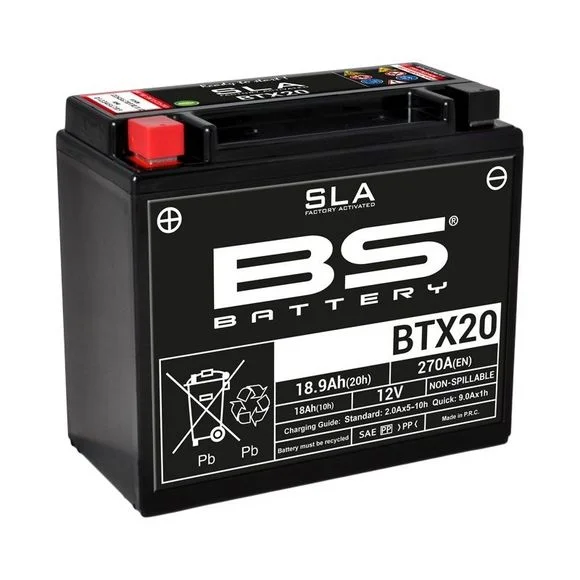 Batterie BS Battery SLA YTX20-BS/BTX20 ferme Type Acide Sans entretien/prête à l’emploi Ref : BTX20SLA / 1080673