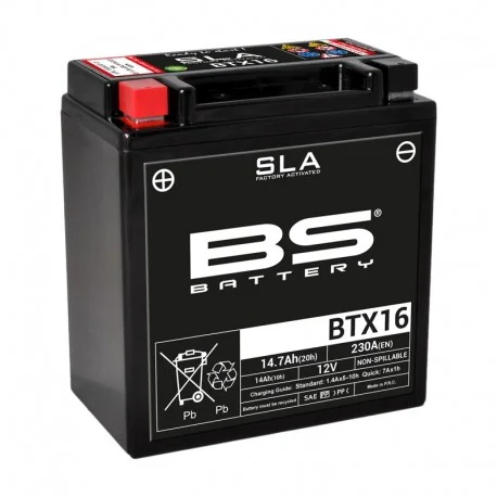 Batterie moto BS BATTERY SLA sans entretien activee usine YTX16-BS BTX16