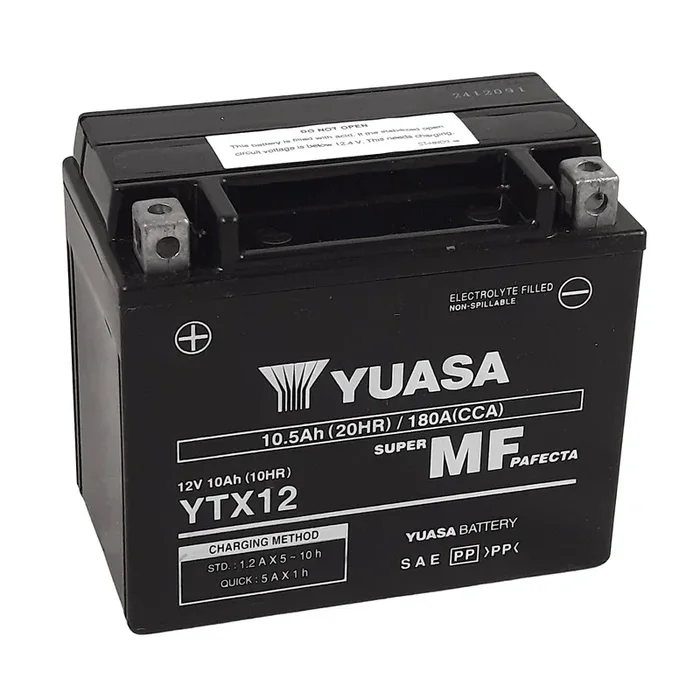 Batterie YUASA W/C sans entretien activée usine – YTX12 FA