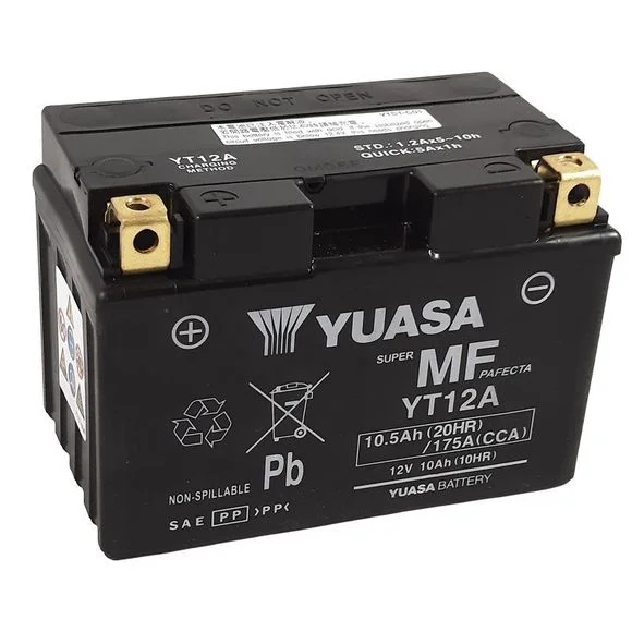 Batterie Yuasa YT12A -Y- FERME TYPE ACIDE SANS ENTRETIEN Ref : YT12A -Y-