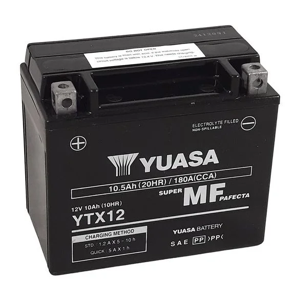 Batterie Yuasa YTX12 -Y- ferme Type Acide Sans entretien Ref : YTX12 -Y-