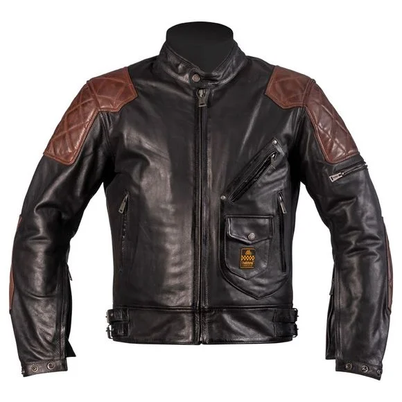 Blouson Helstons CHUCK CUIR BUFFLE ET VACHETTE – Noir / Beige Ref : HS0785