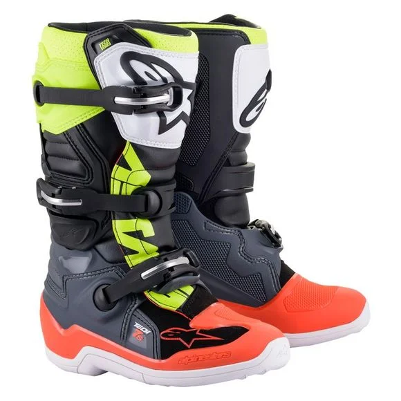 Bottes cross Alpinestars TECH 7 S – DARK GRAY RED FLUO YELLOW FLUO 2025 – Gris / Jaune Ref : AP12211
