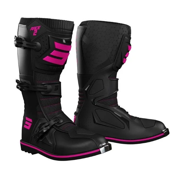 Bottes cross Shot RACE 2 KID – BLACK PINK – Noir / Rose Ref : SO2237