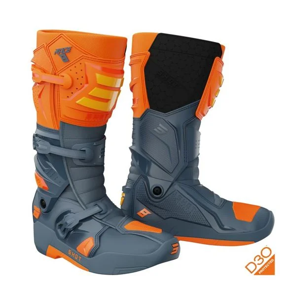 Bottes cross Shot RACE 8 2024 – Gris / Orange Ref : SO2445