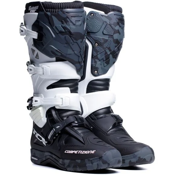 Bottes cross TCX Boots COMP EVO 2 – MICHELIN – BLACK WHITE GREY 2024 – Noir / Gris Ref : OX0353