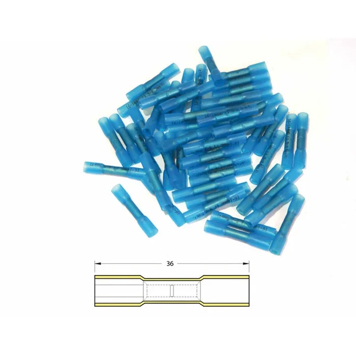 Bout à bout à sertir thermo-rétractable BIHR Ø1,5/2,5mm² – 50pcs transparent bleu
