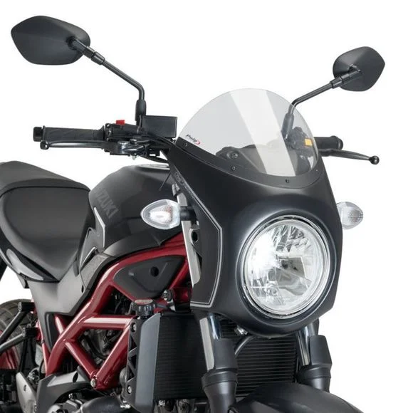 Bulle Puig RETRO – SEMI CARENAGE NOIR MAT – GrisSUZUKI 650 SV 650 ABS – 2016 – 2025Ref : 3169