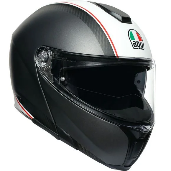 Casque AGV SPORTMODULAR – COVER – Carbone / Blanc Ref : AG0922