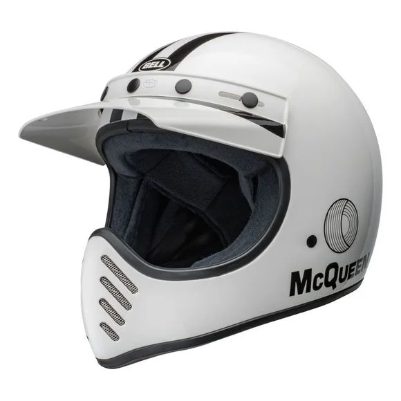 Casque Bell MOTO-3 STEVE MCQUEEN B/W STRIPES – Blanc / Noir Ref : EL0718