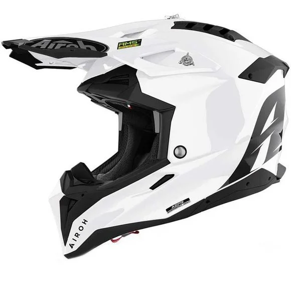 Casque cross Airoh AVIATOR 3 – COLOR – WHITE GLOSS 2023 – Blanc / Noir Ref : AR1100