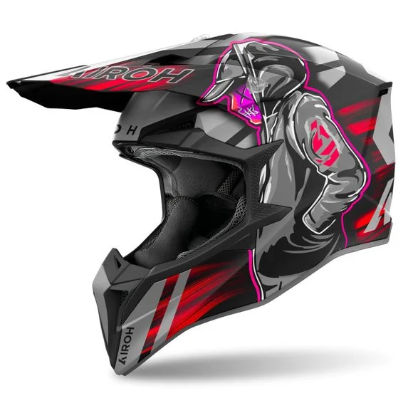 Casque cross Airoh WRAAAP – CYBER 2024 – Noir / Rouge Ref : AR1385