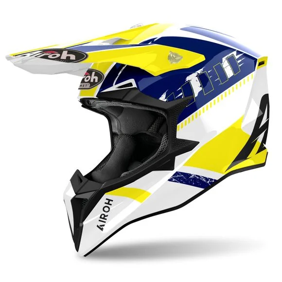 Casque cross Airoh WRAAAP – FEEL 2024 – Jaune / Bleu Ref : AR1383