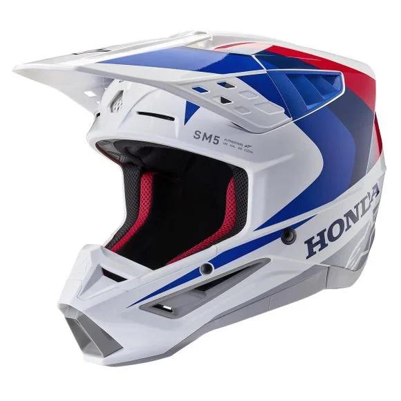 Casque cross Alpinestars S-M5 – HONDA 2024 – Bleu / Rouge Ref : AP3166