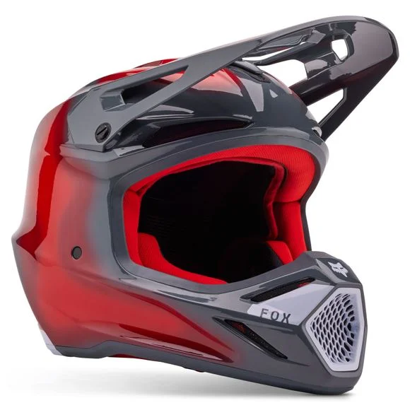 Casque cross Fox V3 VOLATILE 2024 – Gris / Rouge Ref : FX4595