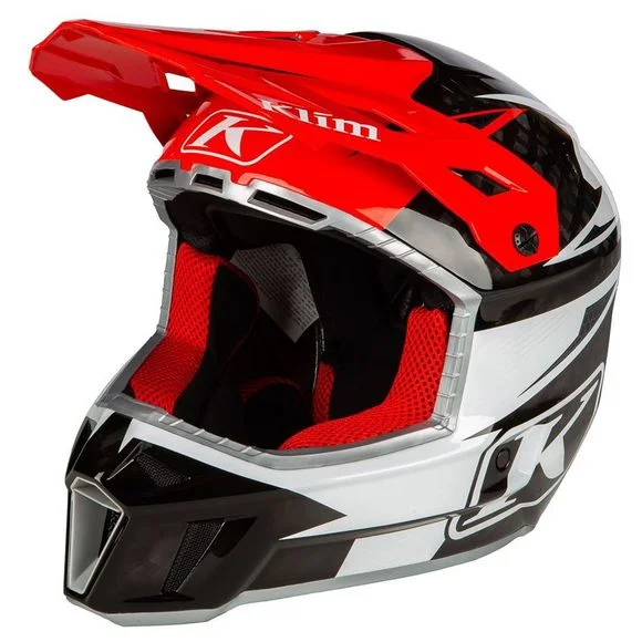 Casque cross KLIM F3 CARBON PRO OFF-ROAD STRIKER 2024 – Blanc / Rouge Ref : KLI0342