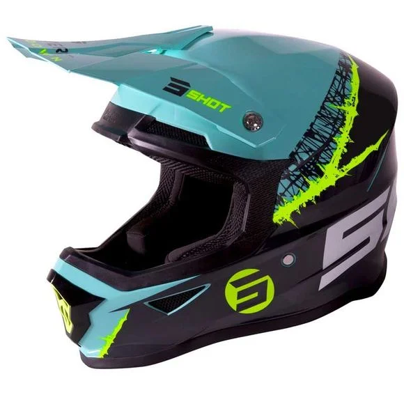 Casque cross Shot FURIOUS STORM – GREY GREEN NEON YELLOW GLOSSY 2021 – Gris / Vert Ref : SO1791