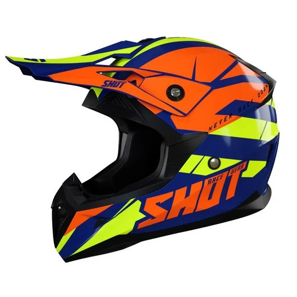 Casque cross Shot PULSE REVENGE – NAVY ORANGE NEON YELLOW GLOSSY 2025 – Bleu / Orange Ref : SO2213