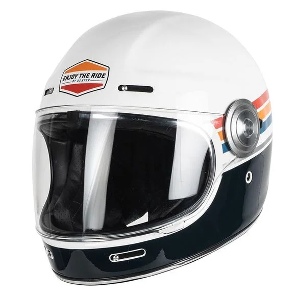 Casque Dexter TANNEN ENJOY THE RIDE VINTAGE – Blanc / Bleu Ref : DX0235