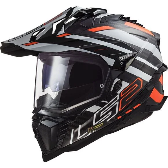 Casque LS2 MX701 – EXPLORER CARBON – EDGE – Noir / Orange Ref : LS0893