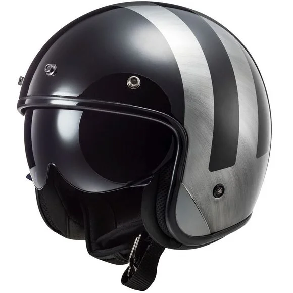 Casque LS2 OF601 BOB II – LINES – Noir / Gris Ref : LS0864