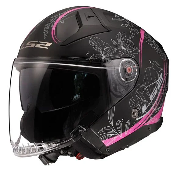 Casque LS2 OF603 INFINITY II – LOTUS – Noir / Rose Ref : LS0797