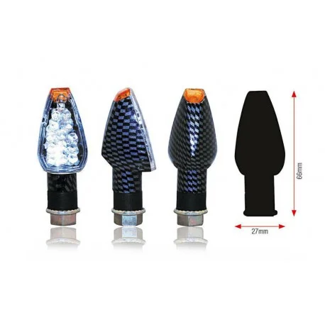 Clignotants moto universel LED carbone promo