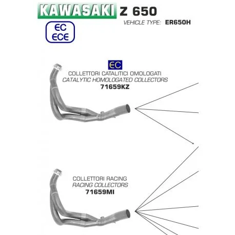 Collecteur d’echappement ARROW KAWASAKI Z650 NINJA 650 2017-2020