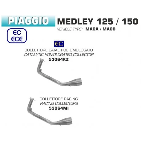 Collecteur d’Echappement ARROW VESPA 125 MEDLEY 150 MEDLEY 2016-2019