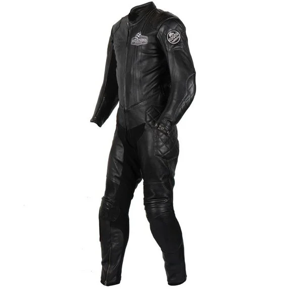 Combinaison Helstons STIRLING SUIT CUIR PLAIN – Noir / Blanc Ref : HS0782
