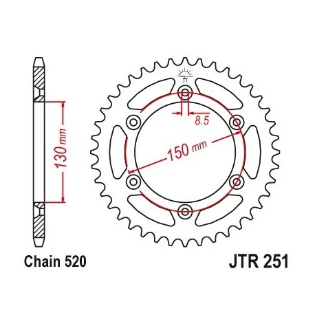 Couronne JT SPROCKETS acier anti-boue 251 – 520