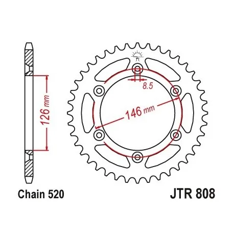 Couronne JT SPROCKETS acier anti-boue 808 – 520